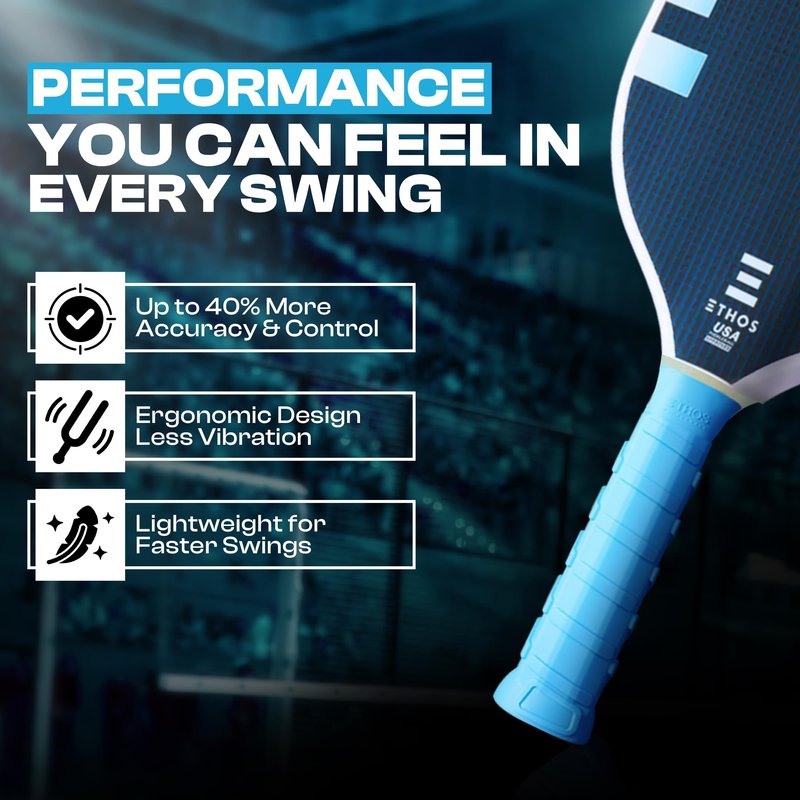 Pickleball Paddle Grip - Pro Undergrip RH-LW, Ethos Pickleball - Tennis Elbow & Wrist Support - Vibration Dampening - Right Hand Lightweight Contoured Shape for Secure Grip