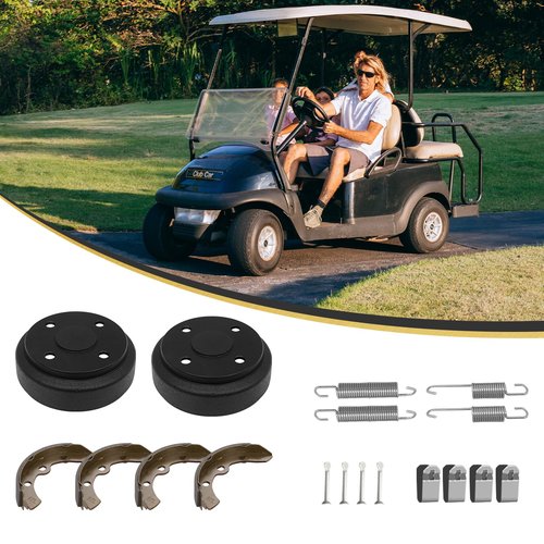 HANGKUNNEE Golf Cart Brake Repair Kit fit Club Car DS 1995-Up and Precedent 2004-Up,Club Car Brake Drums & Brake Pads & Brake Shoes Spring Kit,OEM# 1018163-01,1011466, 1018232-01, 1017911-01