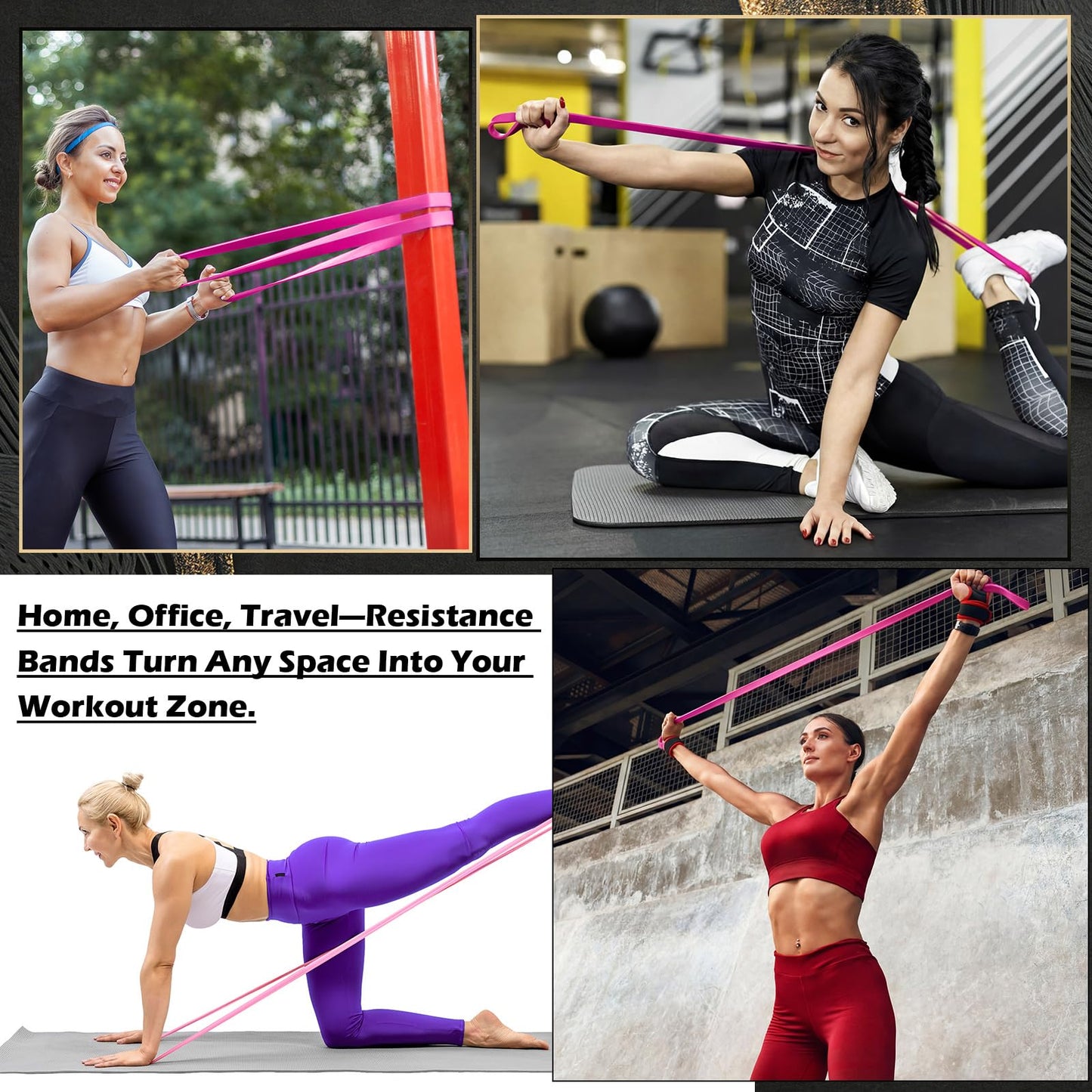 Seenelling Resistance Bands for Exercise Working Out, 5-Level Pull-Up Assistance Full-Body Training Bands for Women Men Home Workouts, Physical Therapy, Strength Training (Rose Pink)