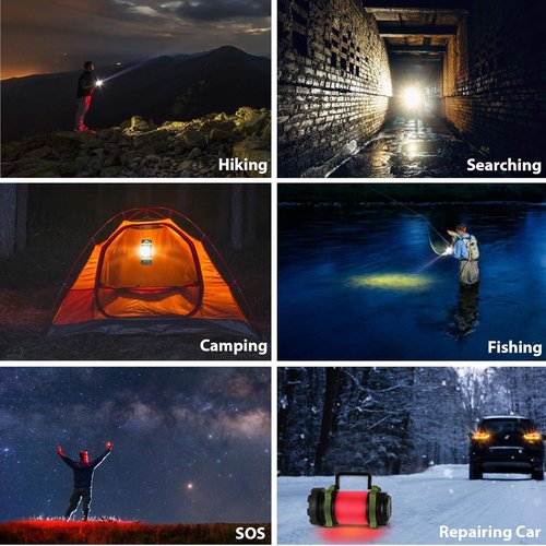 BOBKID Camping Lantern - Rechargeable LED Light with 1000LM, 6 Modes & IPX5 Waterproof - Green, 2 Pack