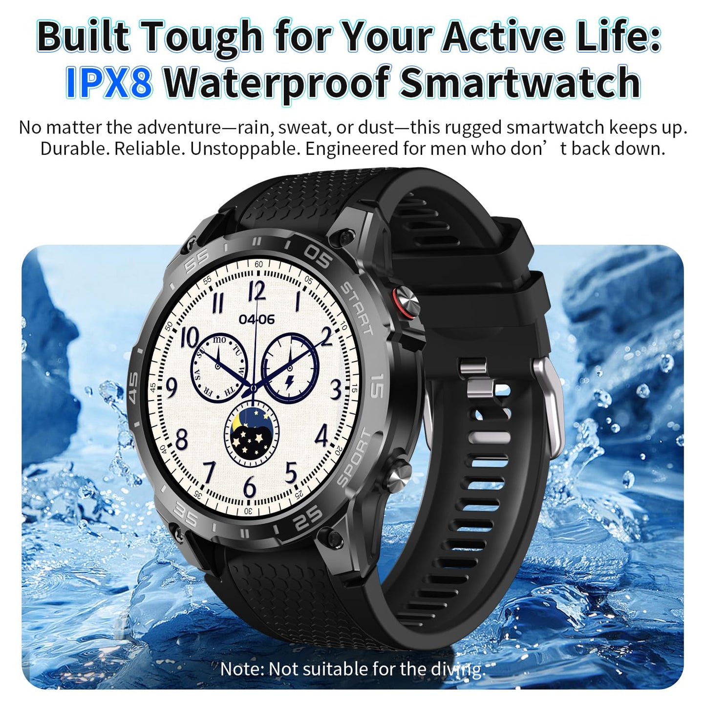 ZYVICXFJ Men's 1.85" Smartwatch with AI Voice | Waterproof Activity Tracker, Health Monitor, Multi-Sports Modes | Works with iPhone Android