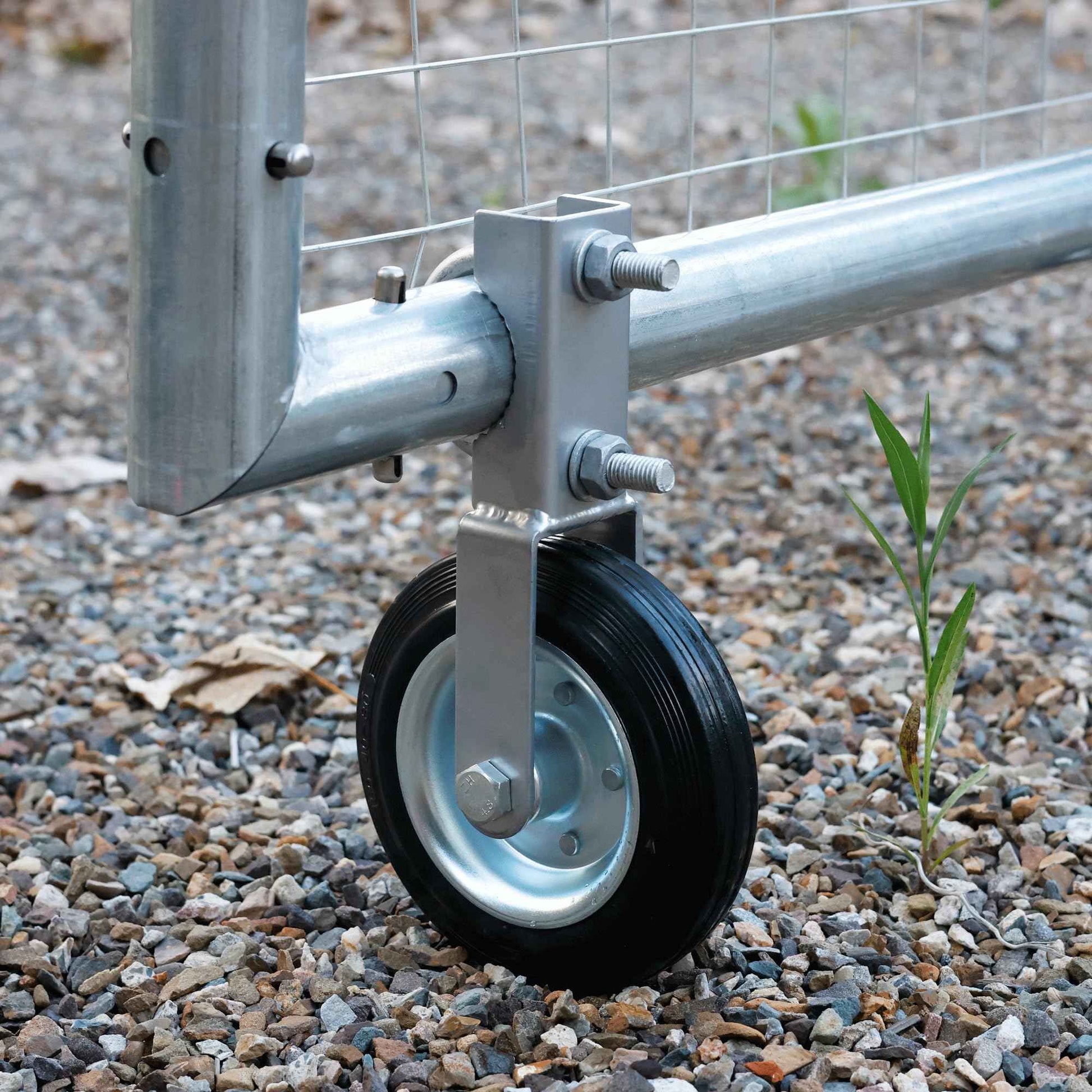 Gate Wheel Supporting Metal Swing Gate with 1-5/8" Thru 2" Gate Frames, 6" Gate Helper Wheels for Metal Tube Fence Gate, Heavy Duty Fence Wheel for Chain Link, Prevent Gate Dragging & Sagging- Black