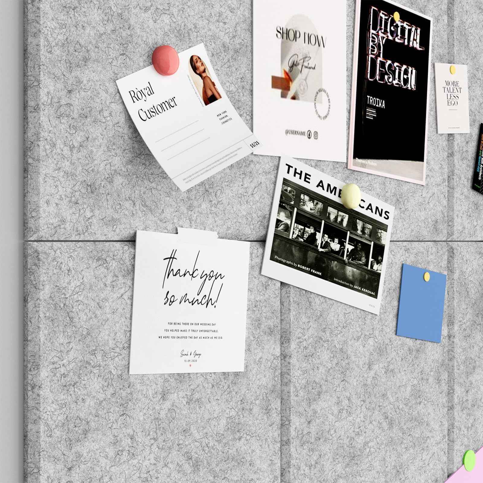 Baysola Large Cork Boards for Walls – 48 x 36 Self Adhesive Felt Wall Tiles, Ideal for Office Wall Organizing Bulletin Board, Easy to Install Cork Boards Felt Board