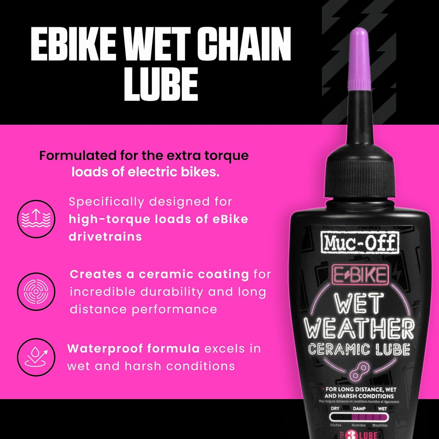 Muc-Off eBike Wet Chain Lube - Superior Protection for All Weather Conditions | 50ml