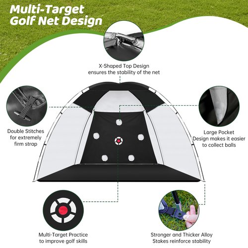 Golf Net, 10x7ft Heavy Duty Practice Net, 900D Oxford All-in-One Multiple Target Golf Hitting Net, 370g Nylon Driving Net for Outdoor Indoor Driving Chipping Training, Present for Golf Lovers