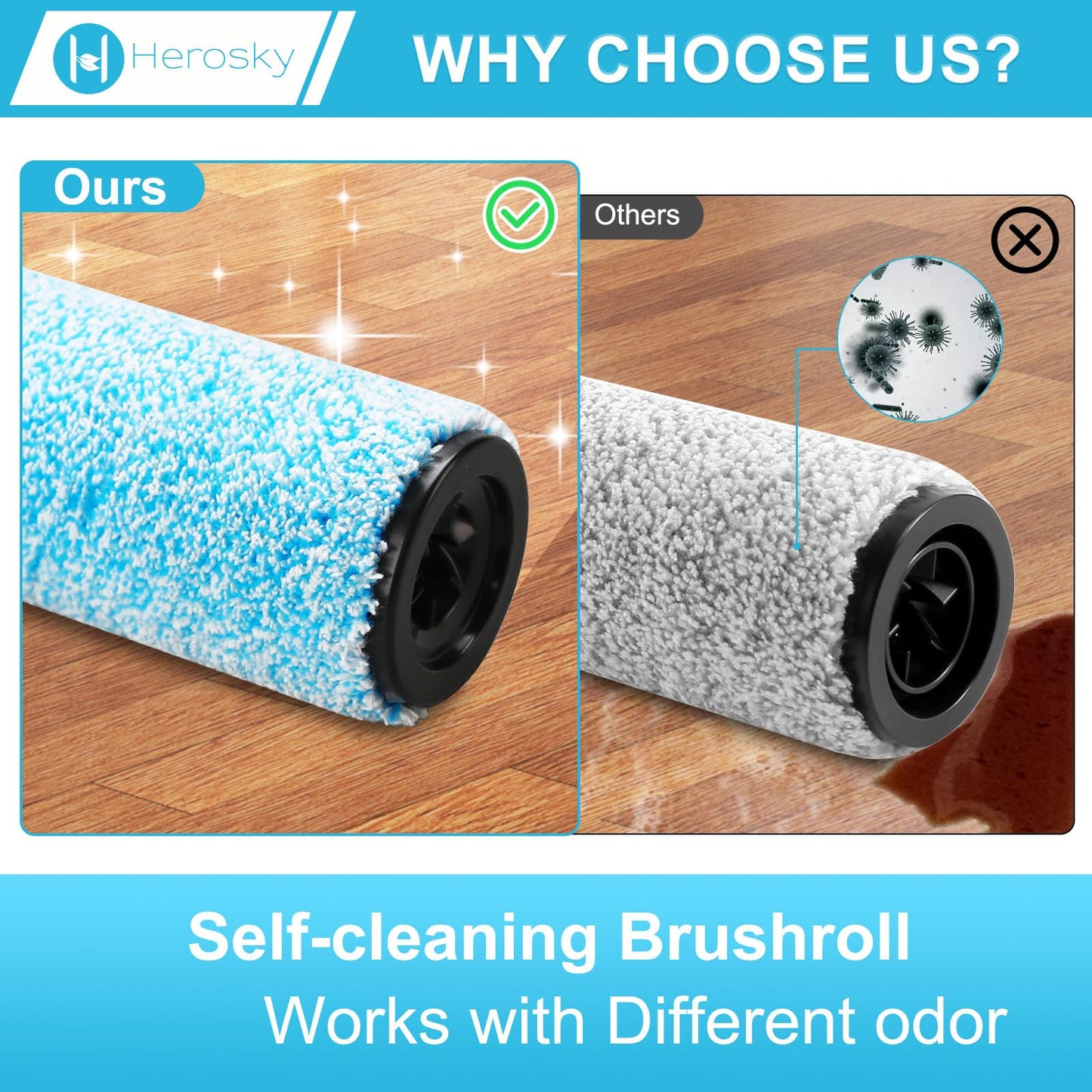 WD161 Roller and Filter For Shark HydroVac MessMaster Wet Dry Vacuum Cleaner WD161 WD261 AW261 (2 Brush 4 Foam Filter Kit)