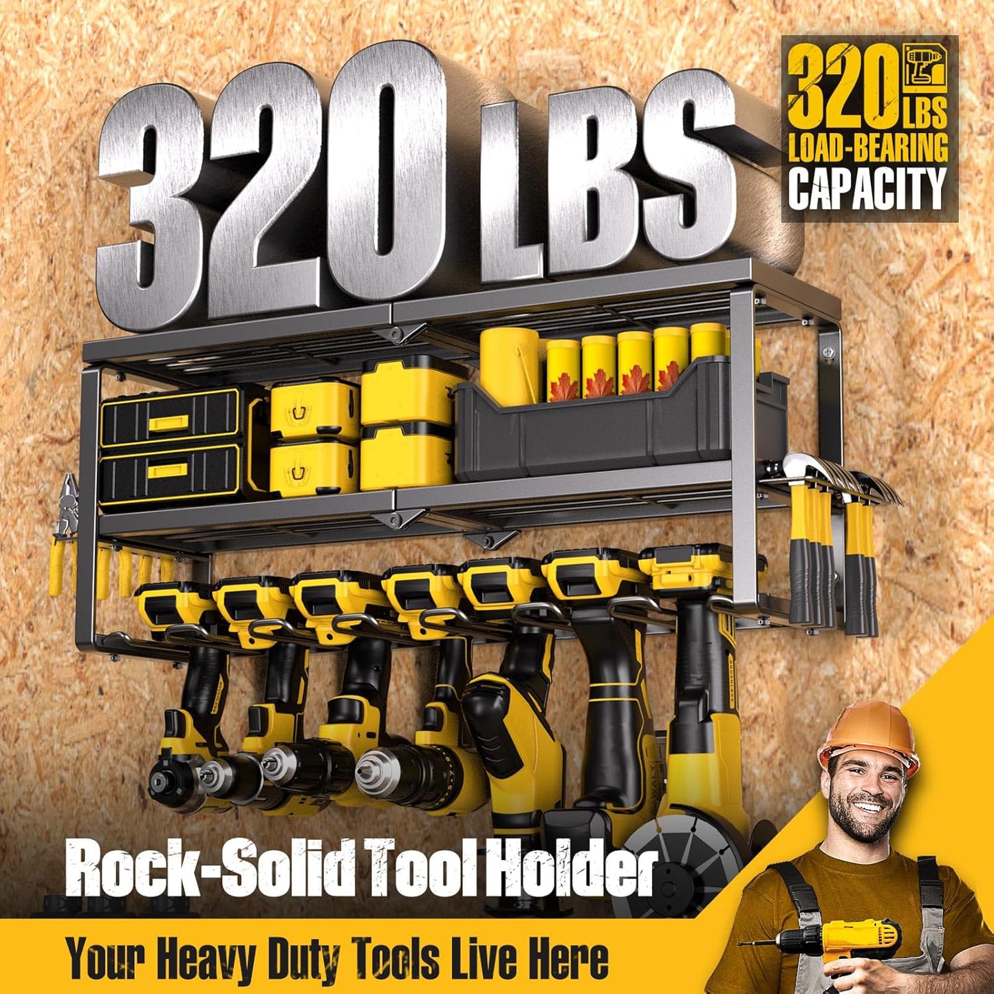 Heavy-Duty Power Tool Organizer with Charging Station | Wall-Mount Drill Holder & Storage Rack for Garage