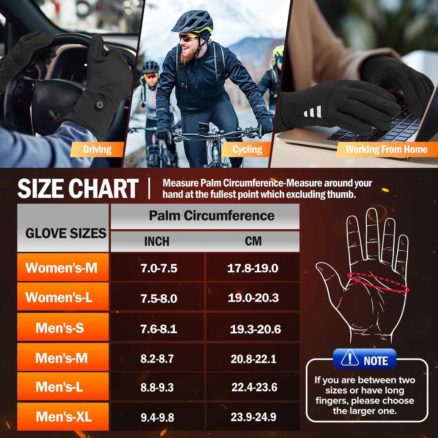 Heated Gloves Liners for Men Women Rechargeable Battery Powered