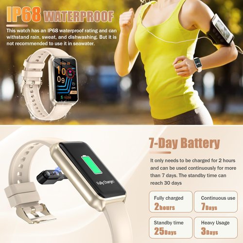 Health Fitness Tracker Watch for Women Men, IP68 Waterproof Activity Tracker with Calorie and Sleep Monitor, 110+ Sports Modes Pedometer Smart Watch，Step Counter Compatible with iPhone Android (Gold)
