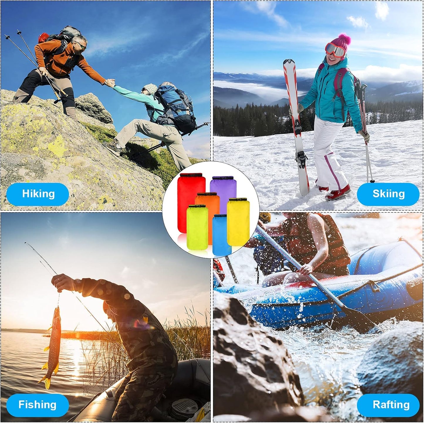 Shappy Waterproof Dry Bag Set - 6 Pcs Ultralight Stuff Sacks for Camping, Kayaking & Hiking | 20/15/10/8/5/3L