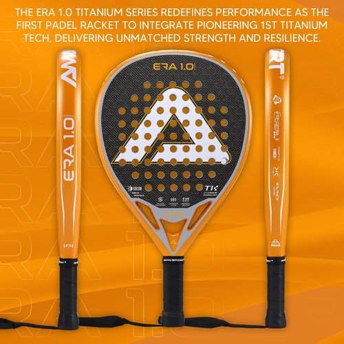 AMASPORT 2025 Era-1.0 Titanium Padel Racket - 1ST Titanium Tech Paleta Padel, Diamond Shape for Explosive Power, Anti-Vibration System, Aerodynamic Precision, and Adaptive Rebound