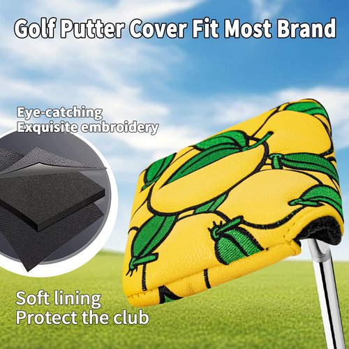 Mallet Putter Cover,Golf Ball Square Covers Headcover Club Protection Equipment Leather Perfectly fits Most Putters and Protects The Golf Putting Rods Fun Headcovers