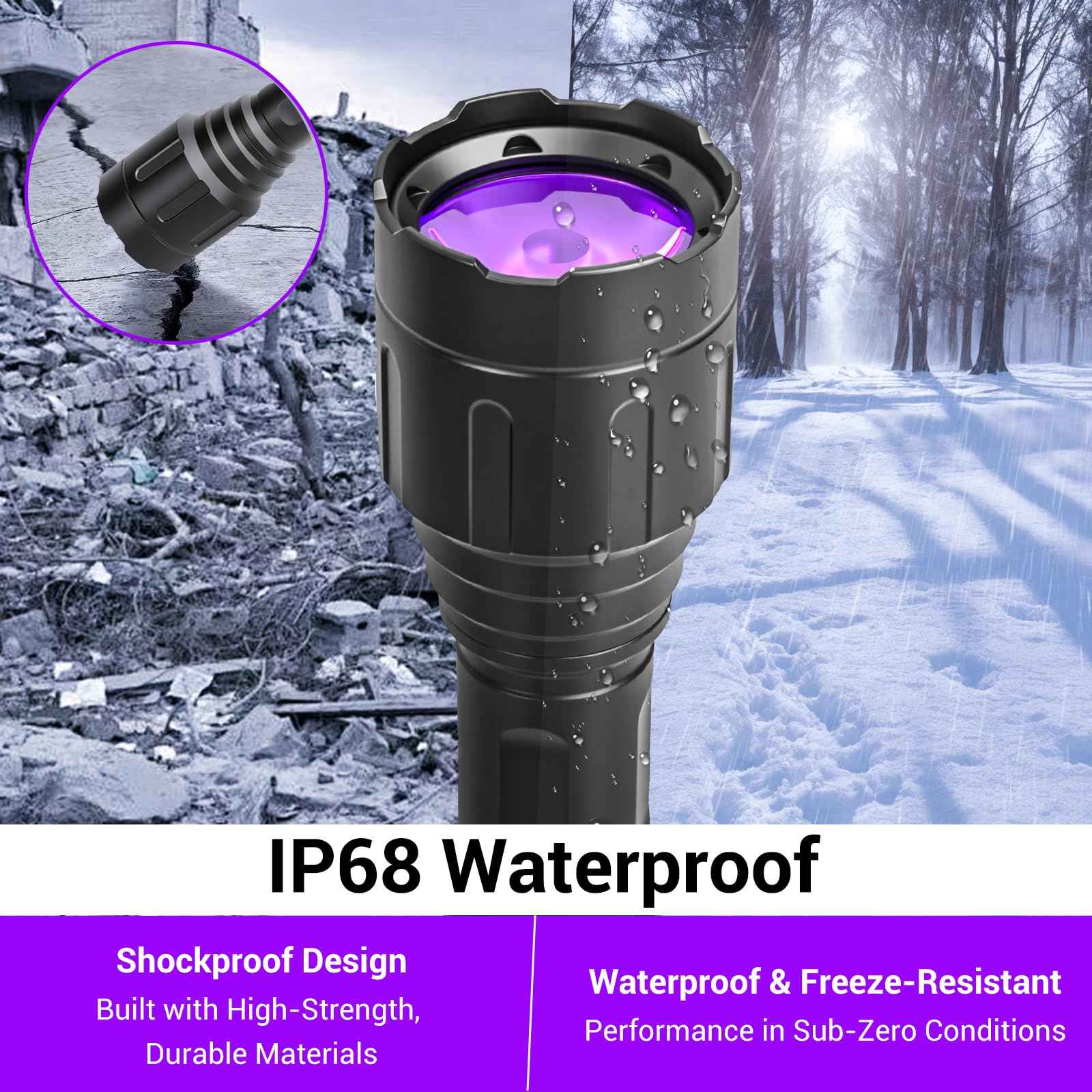 FUNANASUN Rechargeable Blood Tracking Flashlight - 2000 Lumens High Definition Flashlight, Lightweight & Durable for Night Hunting Deer, Essential Hunter Gear