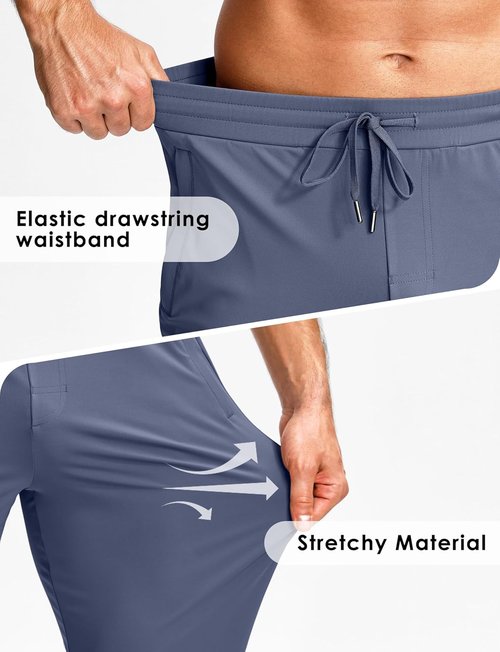 GGJ Men's Athletic Joggers - Stretch Tapered Running Sweatpants with Zipper Pockets | Gym & Workout Pants