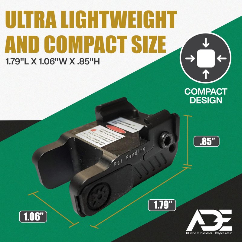 Ade Advanced Optics HG54R Rechargeable Pistol Laser Light – Red LED Sight with Strobe Combo for Handgun – Fits Springfield Hellcat OSP/PRO, Sub Compact Micro 9mm Rail Mounted Tactical Laser Beam