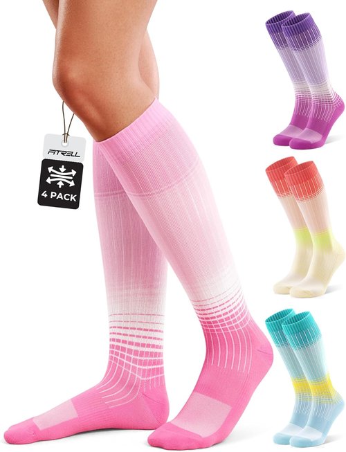 FITRELL Compression Socks - 15-20mmHg Circulation Support for Men & Women | 4 Pairs for Daily & Athletic Use