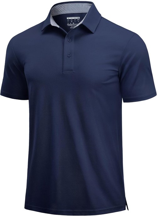 Cotrasen Men's Polo Shirt - Short Sleeve Cotton Pique with 3 Buttons | Classic Fit Golf T-Shirt