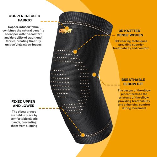 Copper Elbow Sleeve,Elbow Compression Sleeve, Elbow Brace For Tendonitis and Tennis Elbow,Golfers, Arthritis, Bursitis. Elbow Pain Relief,Weightlifting, Fit for Men & Women