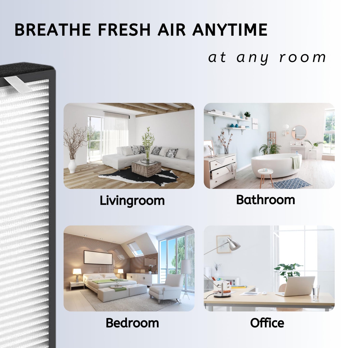 Nispira 182550 Filter Replacement Compatible with Bionaire BAP536UV-U Holmes HAP537UV / 2141139 Air Purifier, 1 Pack (HEPA + Carbon)