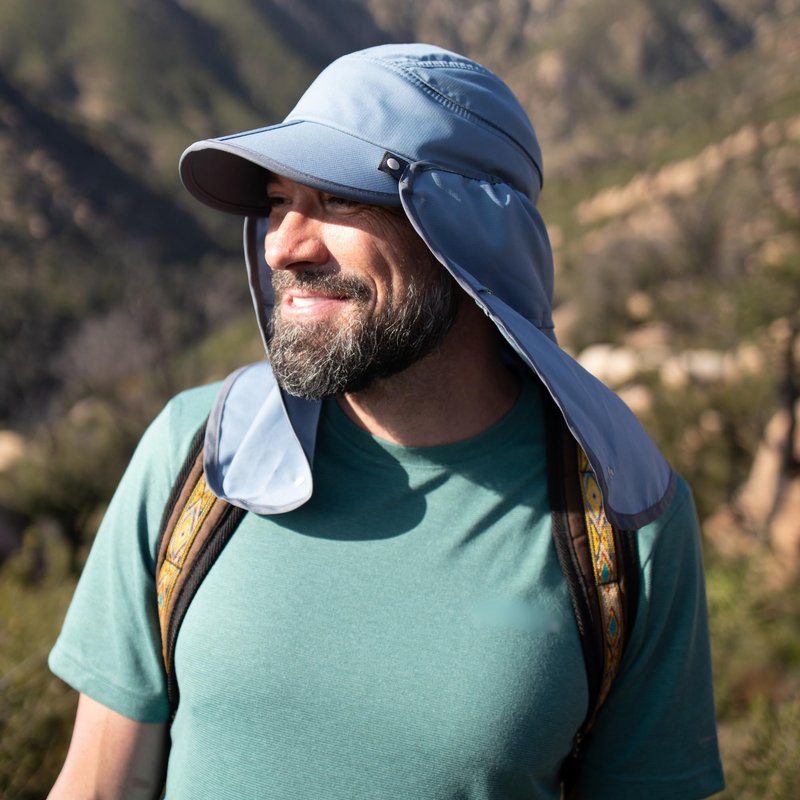 Sunday Afternoons Sun Guide Cap - Hat with Neck Flap - UV Protection - Womens & Mens Sun Hat - Ball & Baseball Cap with Neck Cover - Summer Hiking, Fishing, Running, Bluestone, S/M