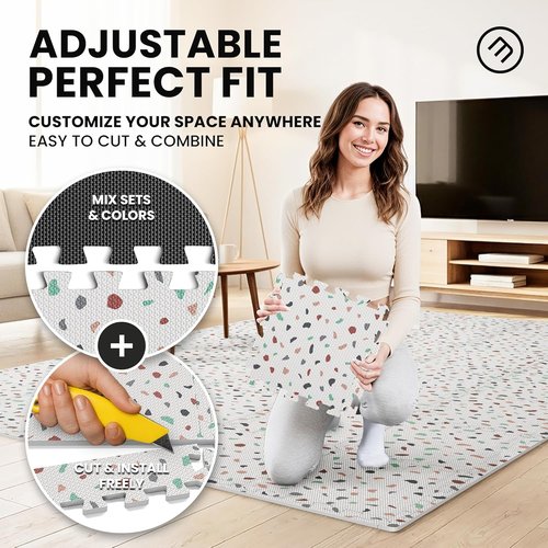 Bemaxx Gym Mats Set - 18 Pcs EVA Interlocking Foam Tiles | 18 Sqft Protective Flooring for Home Workouts
