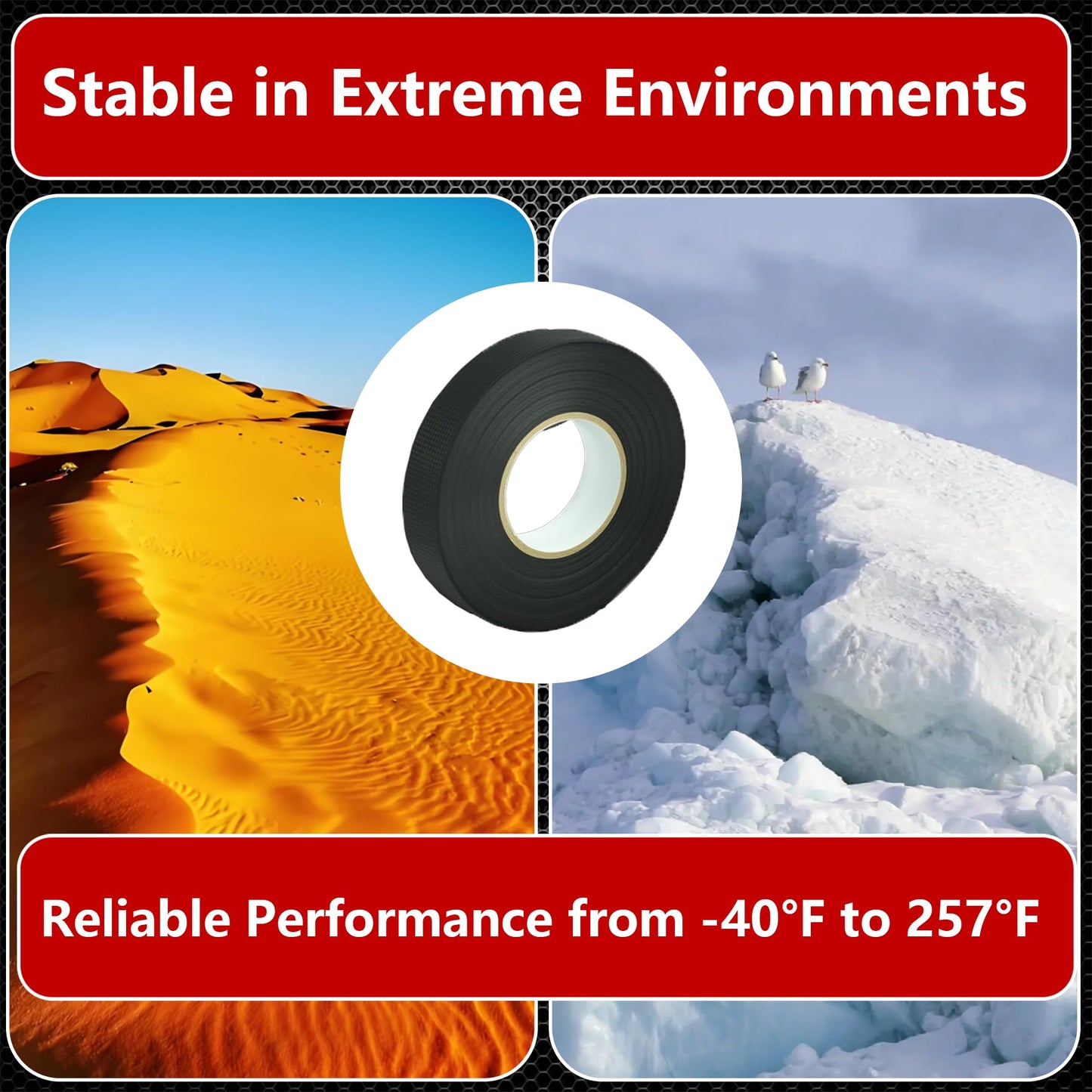 SWRT Wire Harness Tape, 3/4 Inch × 50 Feet, 6 Packs (300 Feet Total), Self-Adhesive Black Cloth Electrical Tape for Automotive Use, High Temperature Resistance Felt Tape.