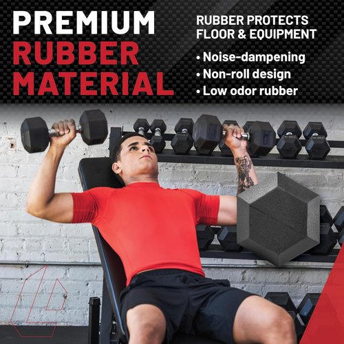 Lifeline Fitness Hex Dumbbells - Premium Rubber Wrapped Design | Ergonomic Knurled Handle for Home Gym