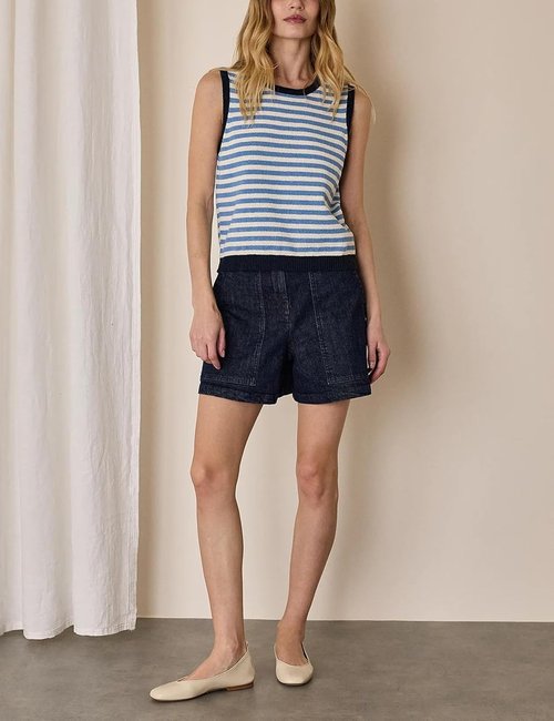 Hongsui Women's Striped Color Block Sweater Vest - Oversized Ribbed Knit Tank Top