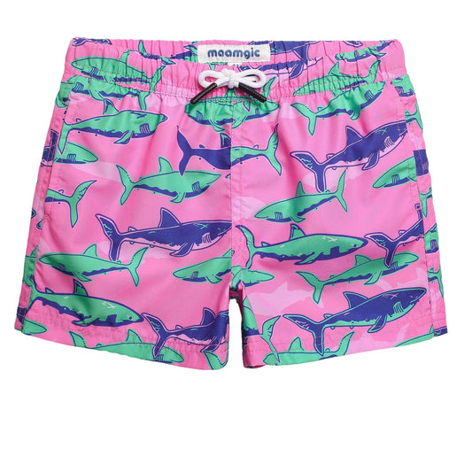 maamgic Boys Swim Trunks Toddler Swim Shorts Little Boys Bathing Suit Swimsuit Toddler Boy Swimwear,Pink Shark,2 T