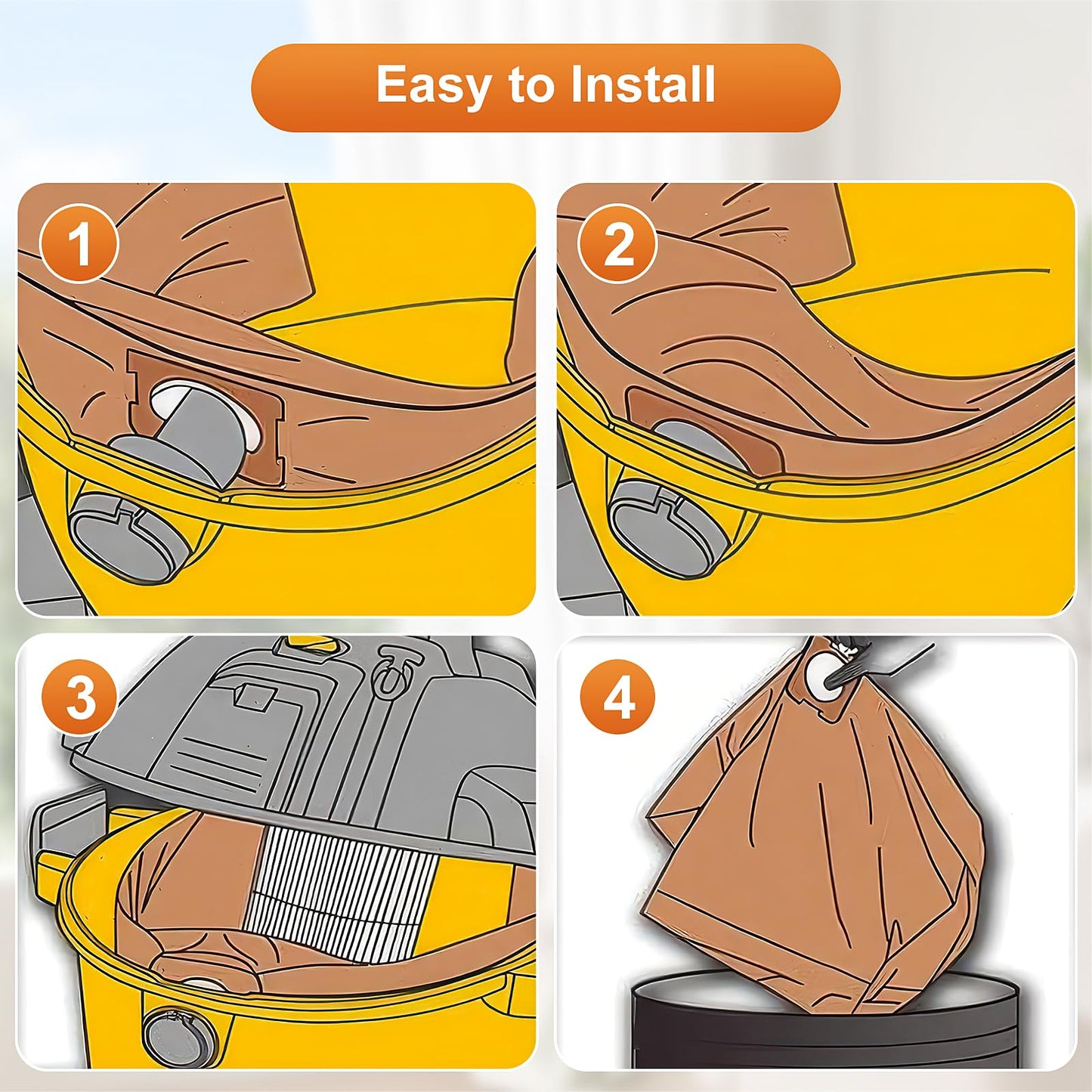 10 Pack DXVA19-4104 Vacuum Bags for DEWALT 5 to 8 Gallon Wet/Dry Vacuum, Disposable Workshop Large Capacity Replacement Dust Bag