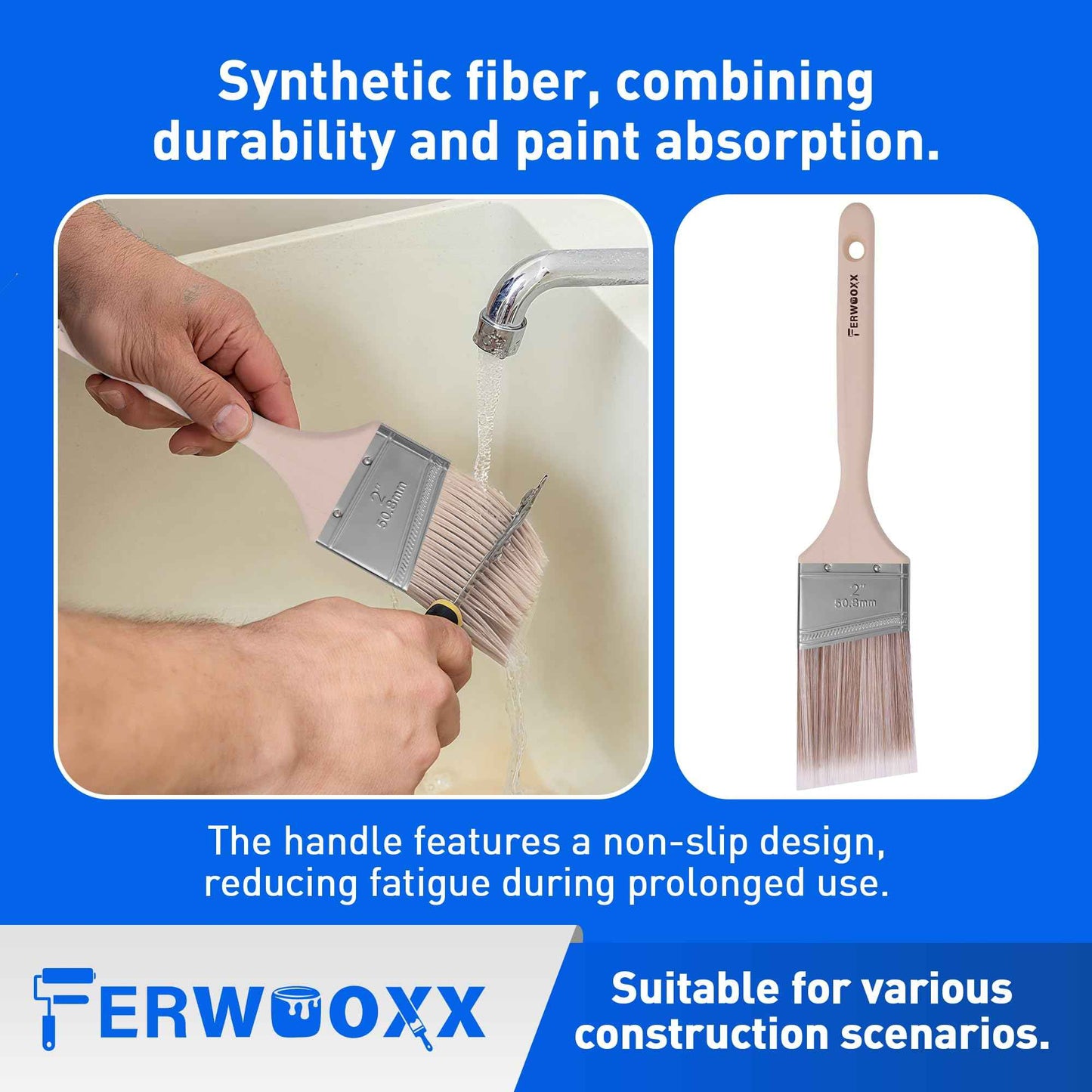 Paint Brush, 2IN Stain Brushes for Painting Walls,House Touch-Ups,and Fence Staining, Wooden Handle Masonry Paintbrush(12 Packs)