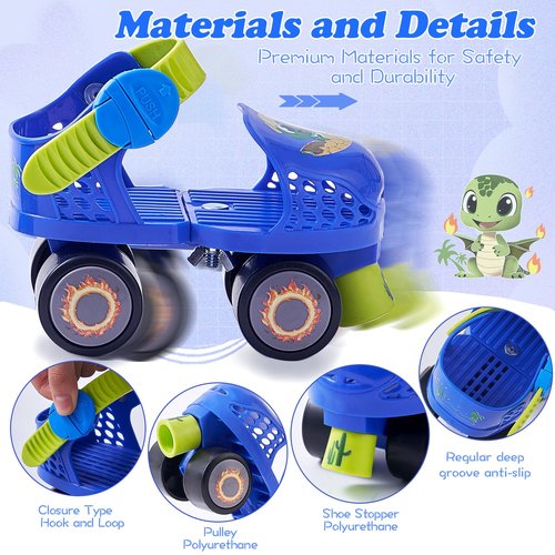 Kids Roller Skates for Girls and Boys Age 2-4 Years Old,Adjustable Quad Toddler Children Beginner Roller Skates (Blue)