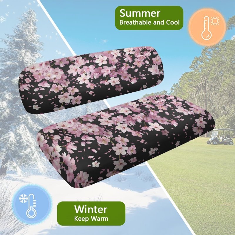 Pirexcny Cherry Blossom Golf Cart Seat Covers Pink Backrest Cover Bench Seat Cover Universal Golf Cart Seat Cushion for Club Car and More 2 Person Seats Golf Carts