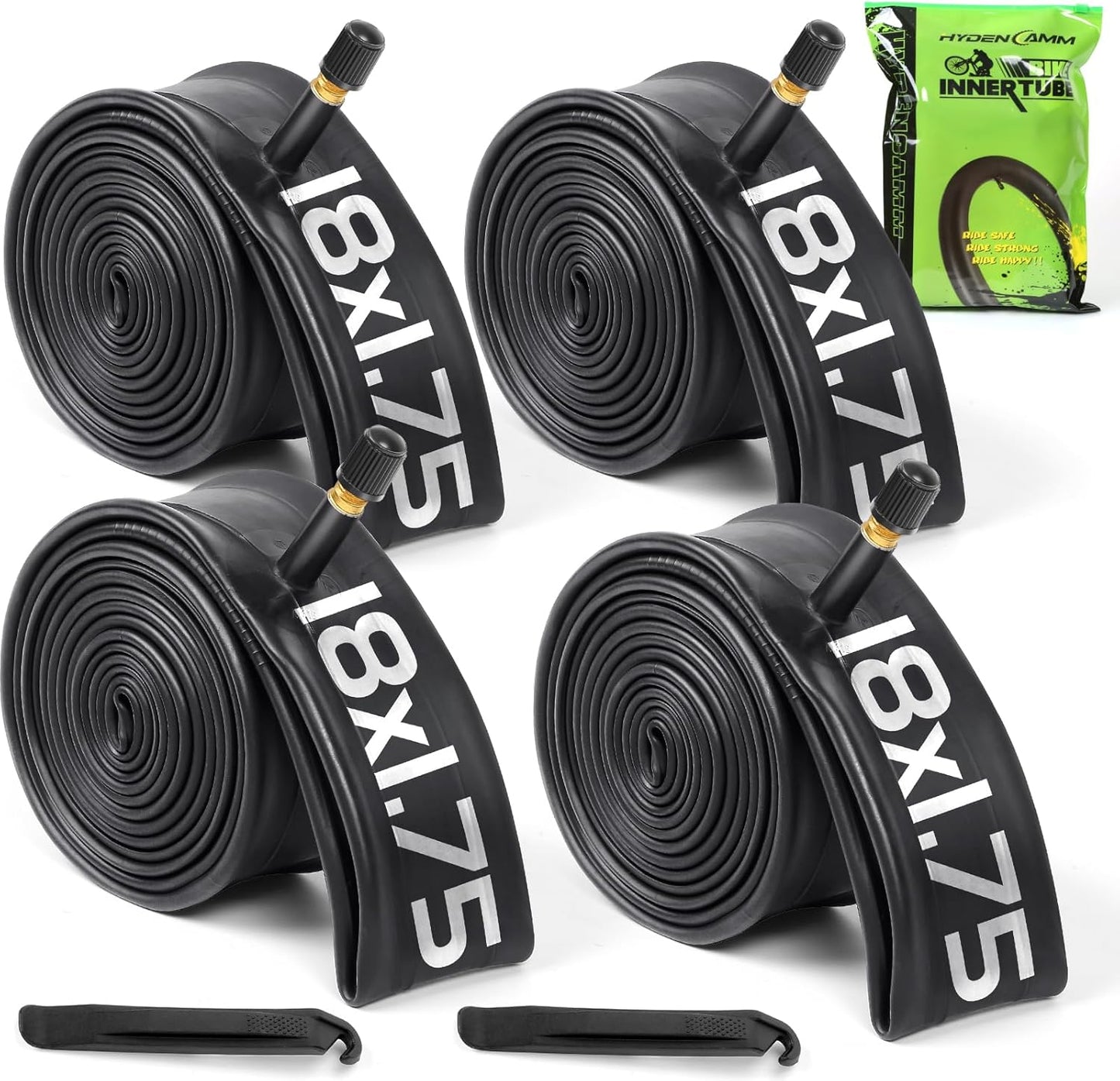 Skiennix Bike Tubes - 4 Pack of Durable Inner Tubes with Tire Levers | 12" to 29" Sizes, 32mm Schrader Valve
