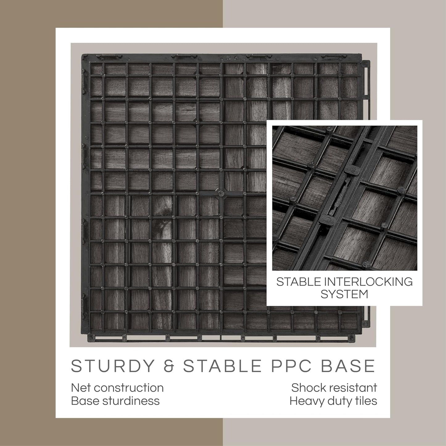 Outdoor Waterproof Acacia Wood Deck Tiles - 10 Pcs Patio Flooring for All Weather Use