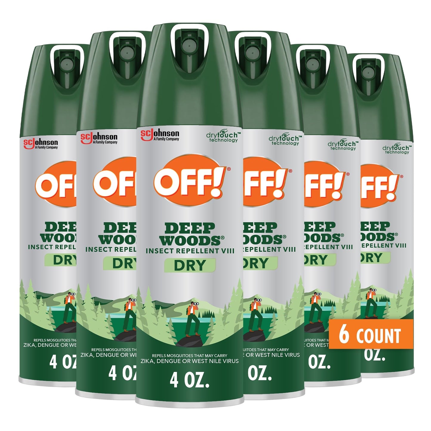 OFF! Deep Woods Dry Bug Spray Insect Repellent VIII Long Lasting Outdoor Protection from Mosquitoes and Ticks 4 Ounce (Pack of 6)