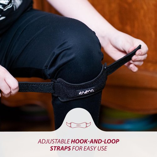KARM Kids Knee Brace Strap - Osgood Schlatter Knee Brace Youth for Kids, Child - Patellar Tendon Support Patella Band for Pain, Sports, Basketball with 3 Length Adjustable Straps (Single, Black)