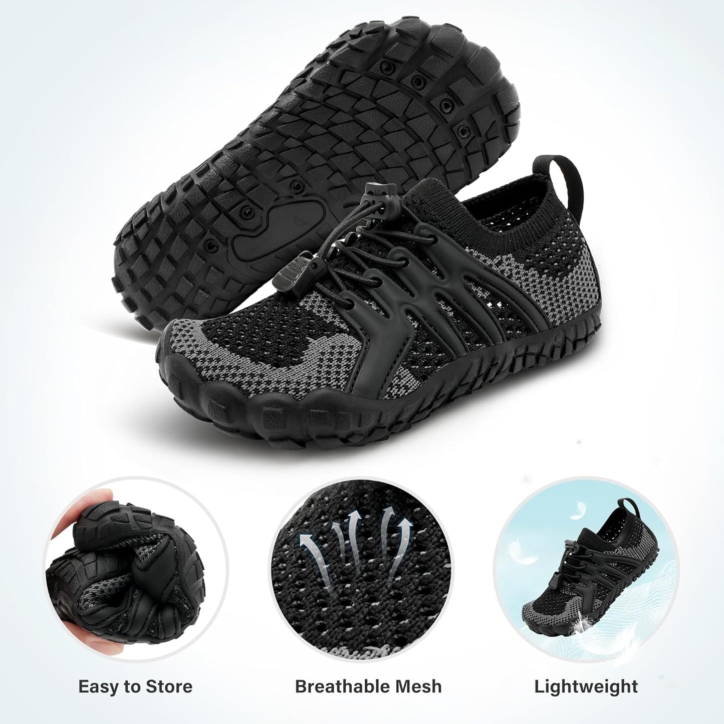STELLE Water Shoes for Kids - Quick-Drying Barefoot Design with Adjustable Laces | Non-Slip for Beach & Hiking