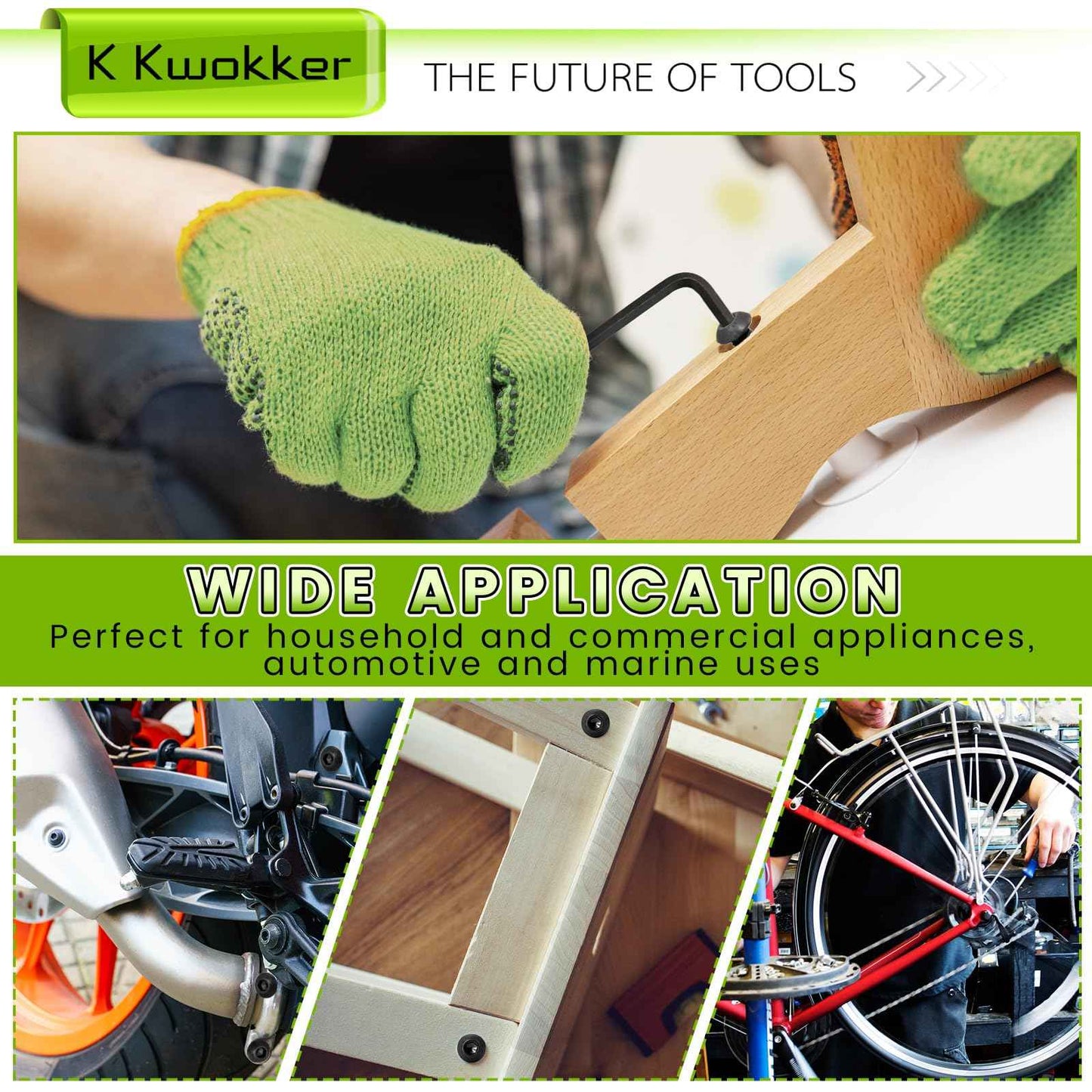 K Kwokker 500Pcs M6 M8 Metric Screws Assortment Kit 12MM-40MM with Lock Nut, Button Head Hex Socket Nuts and Bolts Assortment Kit, 10.9 Alloy Steel Machine Screws w/Washers, M6x1.0 Bolt, M8x1.25 Bolt