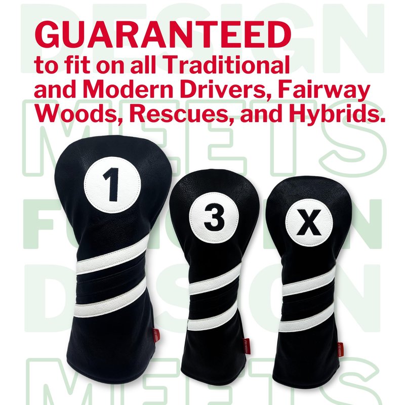 Madson Golf Cart Magnet Headcovers 3 Pack Set, Club Head Covers for Driver, Fairway Wood, Hybrid Golf Clubs, with Rubber Magnet for Secure Positioning & Quick Access, Magnetic Golf (Navy and White)
