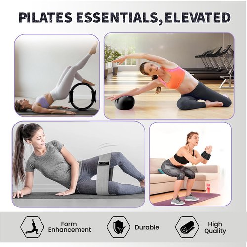 HerPowr Pilates Kit with Weights, Pilates Kit with Ankle Wrist Weights, Pilates Set, at Home Pilates Kit, Pilates Sets for Women, Pilates Essential kit, Pilates Accessories, Pilates Workout Sets