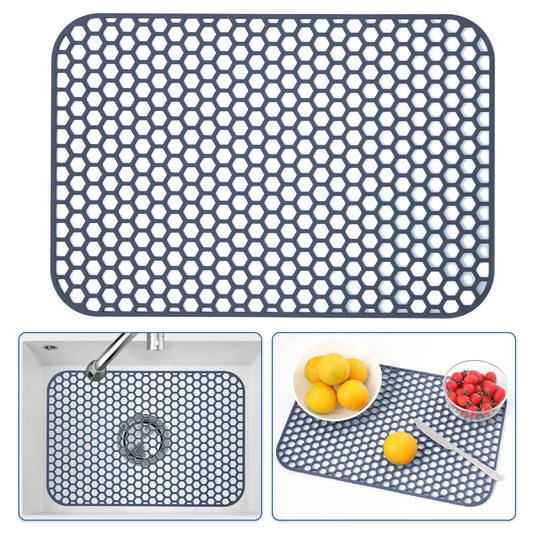 Bestjing Silicone Sink Protector for Kitchen Sink - 18.3''x12.5'' Kitchen Sink Grid Accessory, Non-slip Heat Resistant Sink Grid Dry Mat for Bottom of Porcelain Stainless Steel, Dishwasher Safe