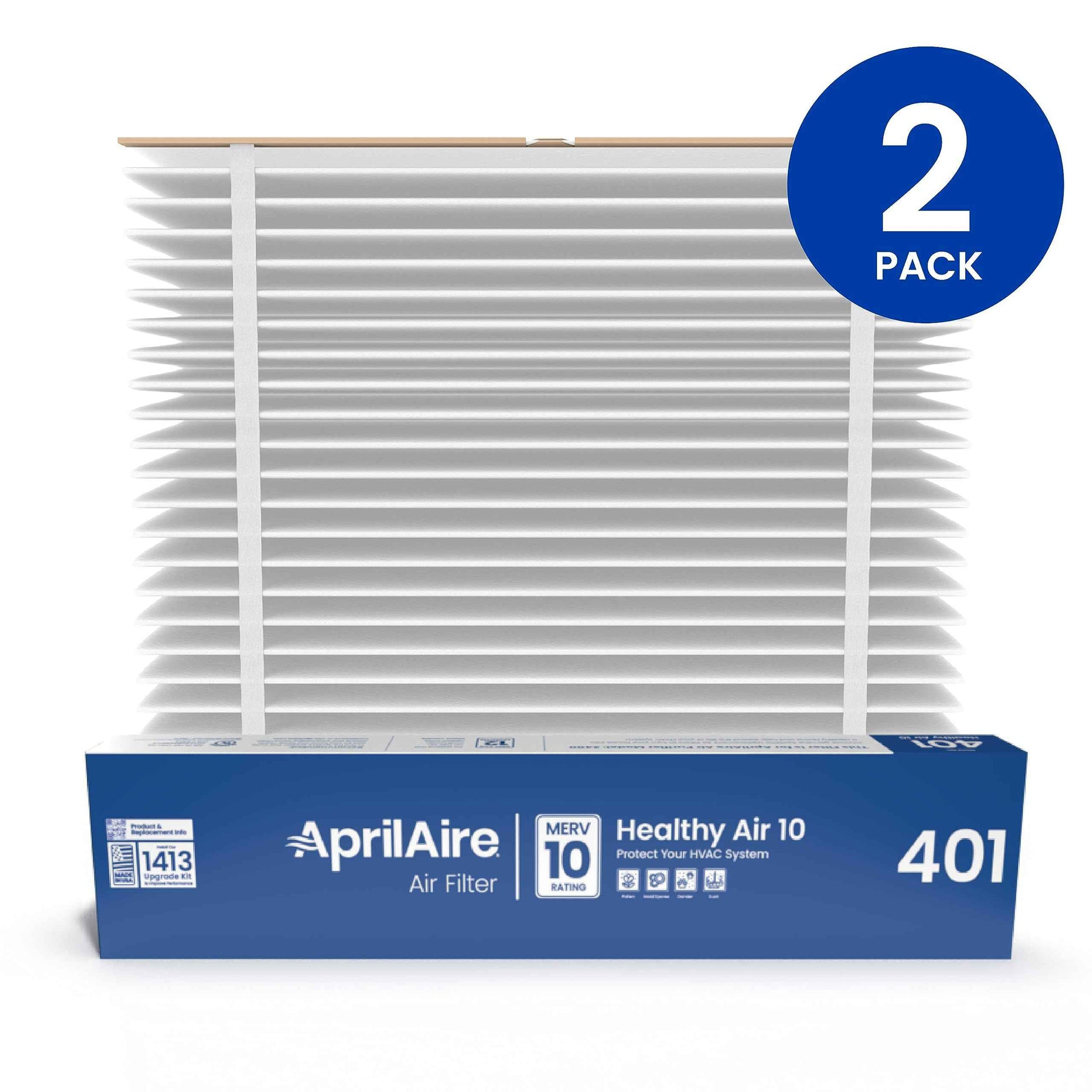 AprilAire 401 Replacement Furnace Filter for AprilAire 2400, Space-Gard 2400 Whole-House Air Purifiers - MERV 10, 16x25x6 Air Filter (Pack of 2)