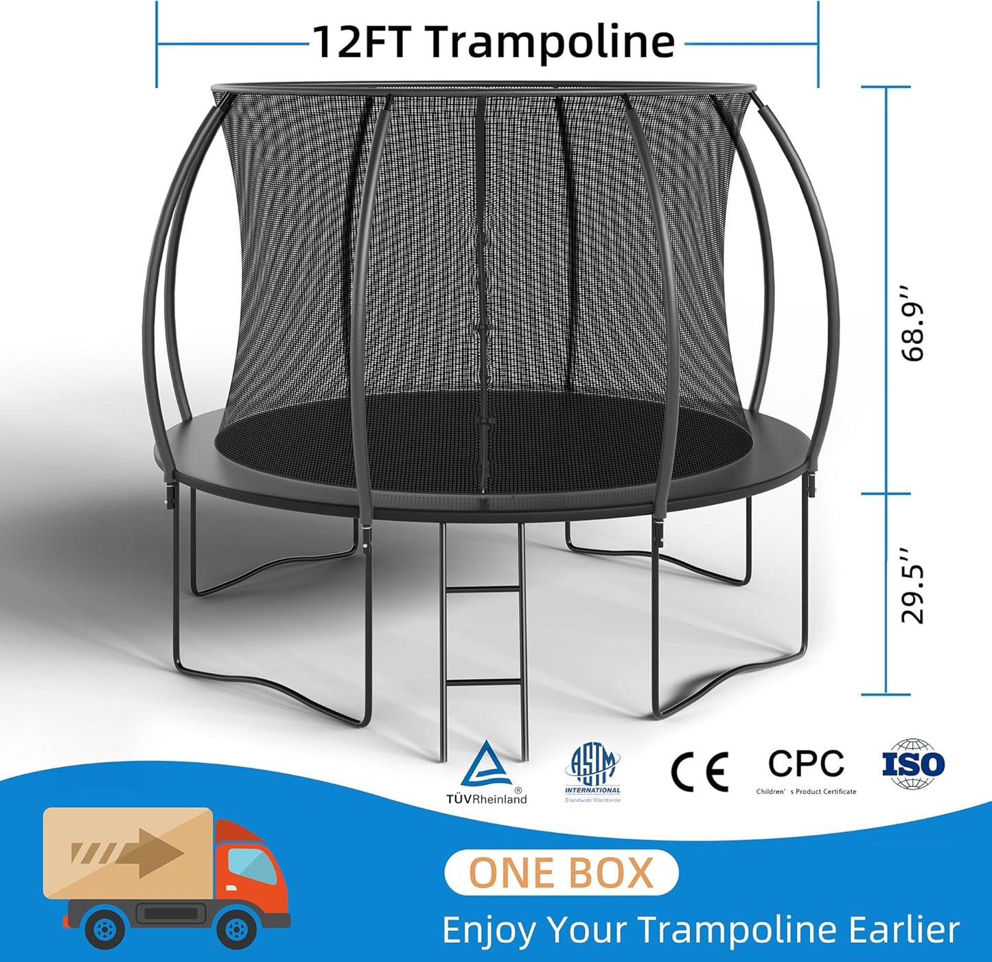 ALTLER Trampoline - 12FT & 14FT Outdoor Jump with Heavy-Duty Enclosure Net | ASTM Approved for Kids & Adults