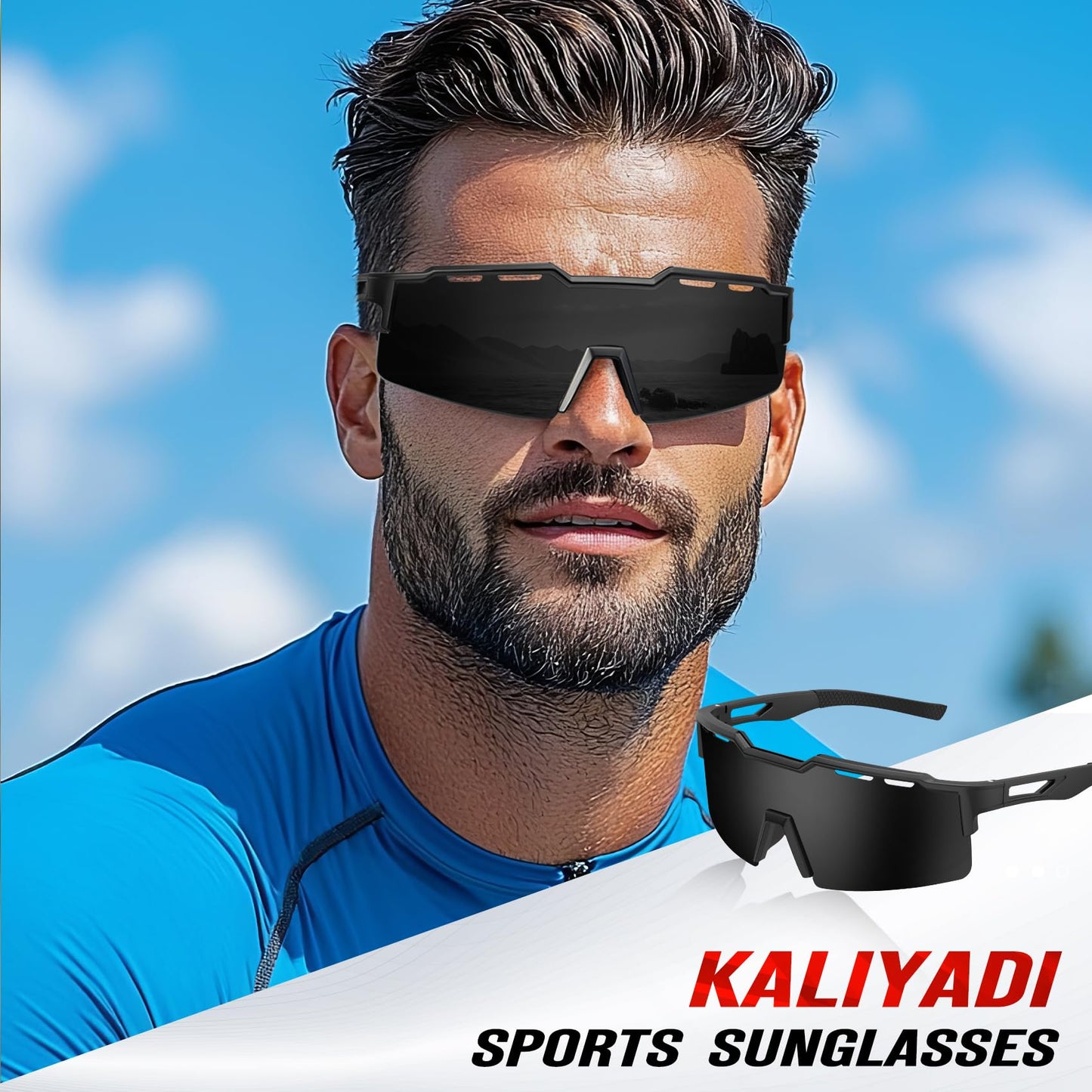 KALIYADI Polarized Sunglasses-Men Cycling Sunglasses: Sports Running Sun Glasses Men Women UV400 Golf Fishing Outdoor 3packs