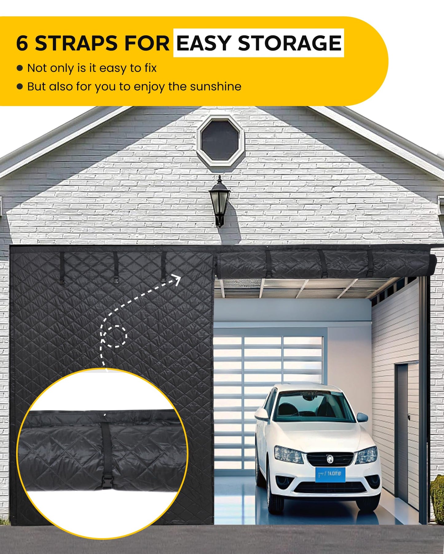 Erfolkerz Magnetic Closure Thick Garage Door Insulation Kit,16'* 7' Insulated Door Curtain for Winter,Garage Door Panel Cover for Heat Insulation,Weatherproof, Windproof, Soundproof