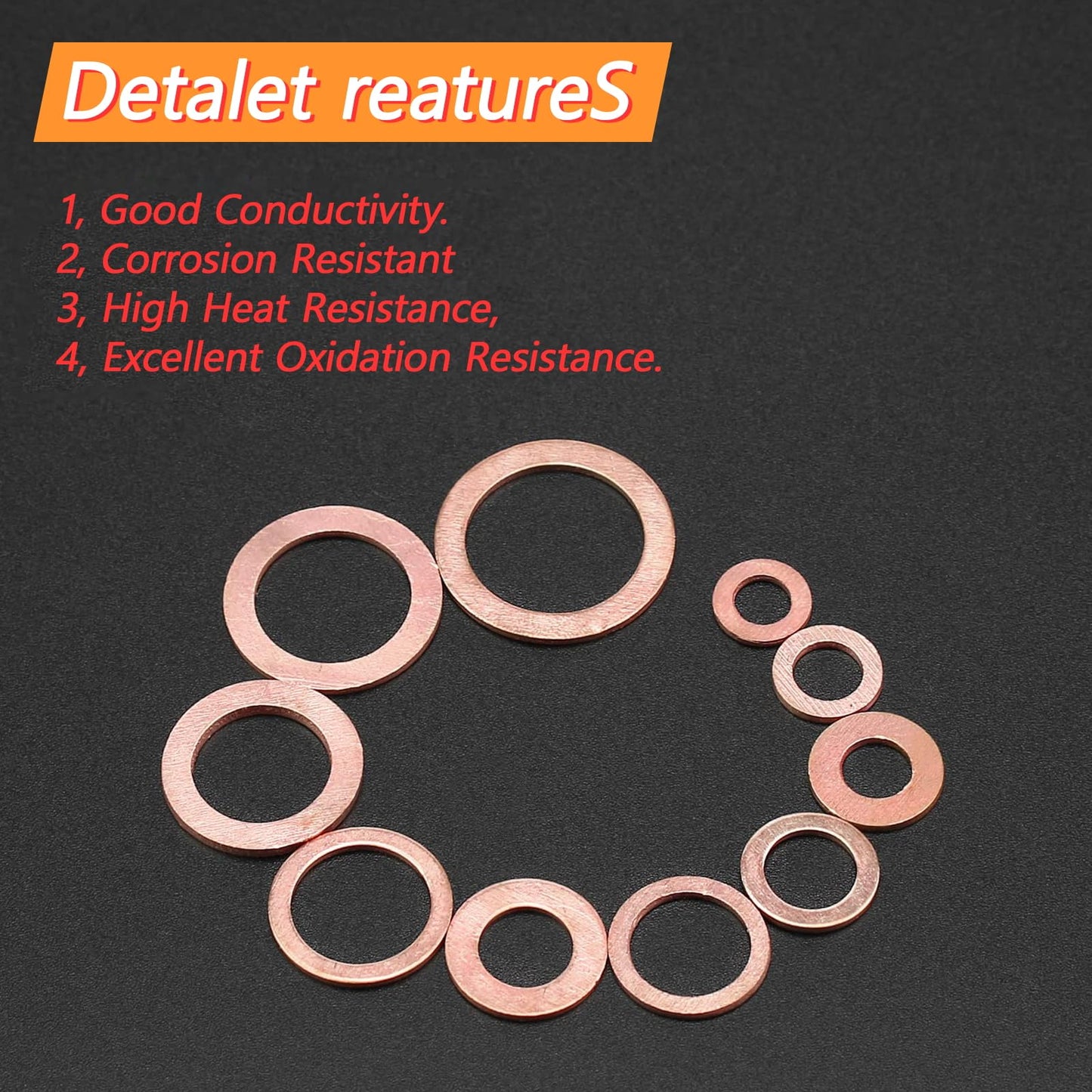 235 Pcs Copper Sealing Crush Metric Washer Assortment Kit Flat Ring Oil Drain Plug Seal Gasket Set Banjo Bolt Washer 10 Sizes M5 M6 M8 M10 M12 M14 M16 for Automotive Motorcycles