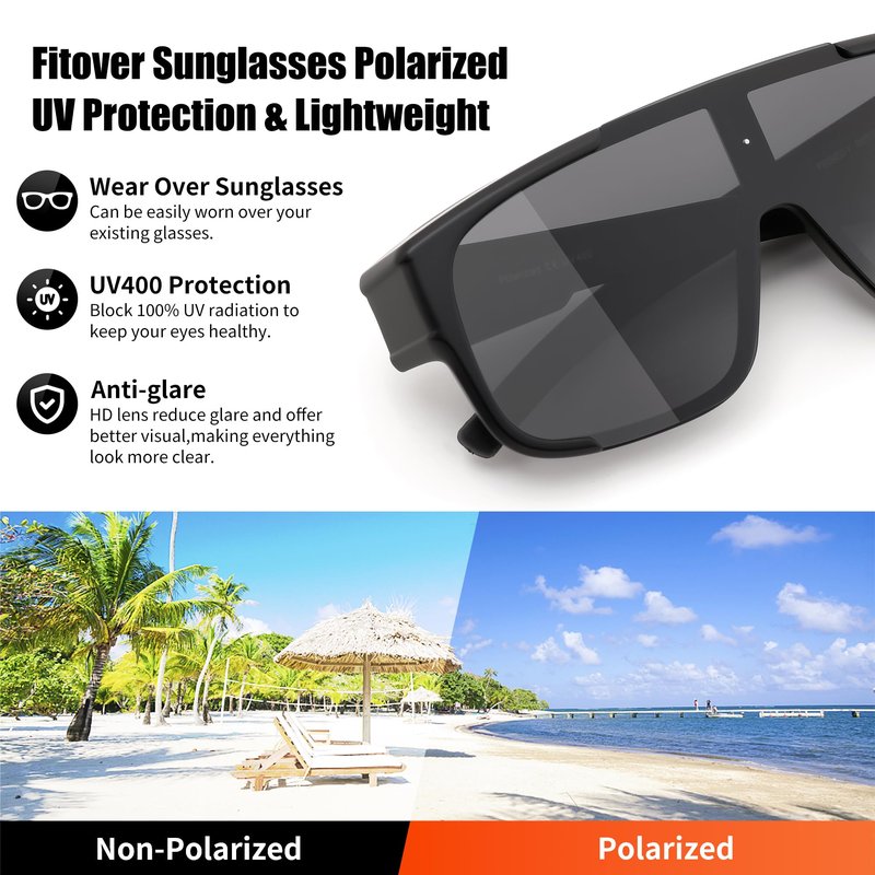 FEISEDY Polarized Fit Over Glasses Sunglasses for Men Women, Sports Wrap Around for Driving Cycling Fishing B0315