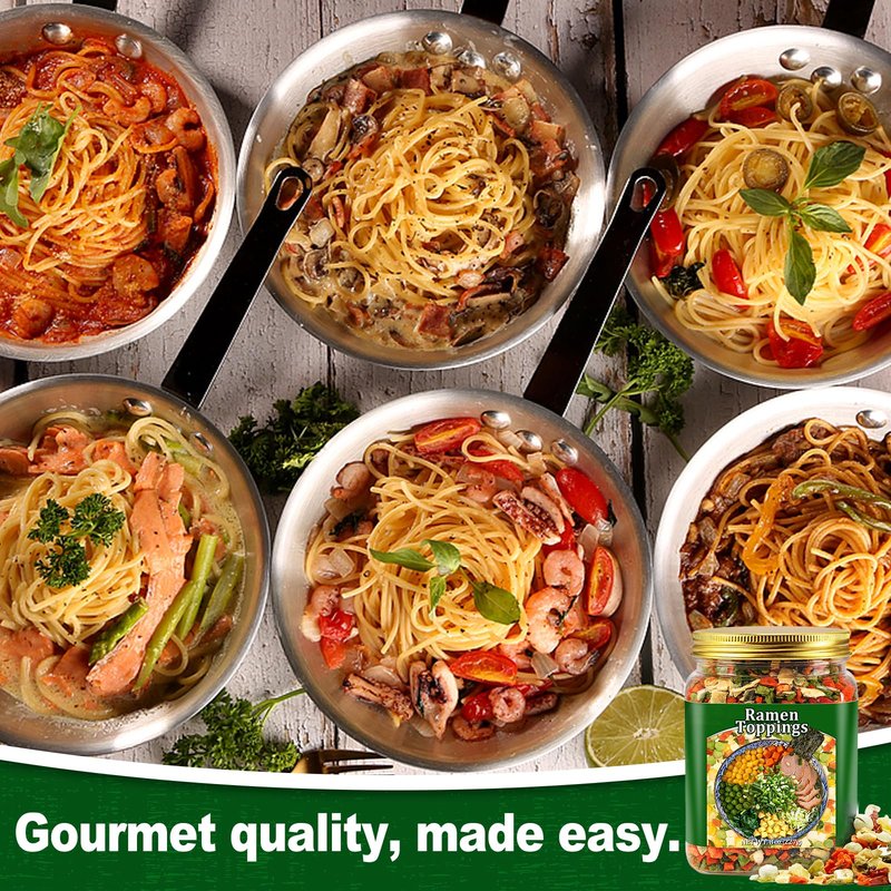 8oz Dried Ramen Toppings, 9 Dehydrated Vegetables for Instant Noodles & Miso Soup, Plant-Based Add-Ins for Chicken Soup, Veggie Salad & Vegan Ramen - Clean Label, Quick Prep
