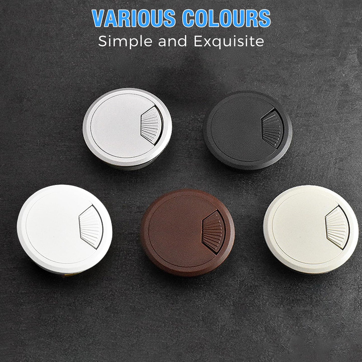 BOPOREAE Desk Grommet 3-1/8" (80 mm), Desk Cord Hole Cover, Cable Grommet ABS Plastic, Desk Hole Grommet for Office and Home Table Cable, Detachable Adjustable Cable Cord Organizer (White 2 Pcs)